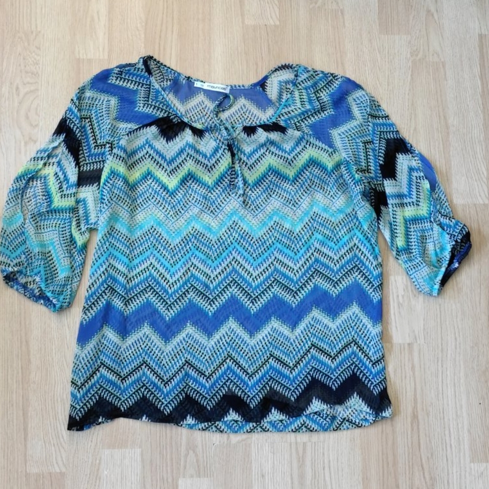 Maurices Blue and Green Chevron Blouse